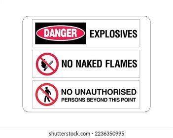 Explosives No Naked Flames No Unauthorised Stock Vector Royalty Free