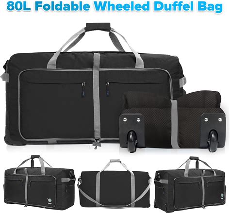 Buy Bago Rolling Duffle Bag With Wheels 27 80l Foldable Weekender Bag Waterproof Travel