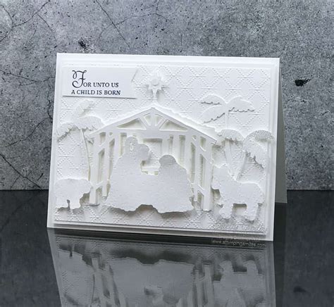 Stunning All White Nativity Christmas Card Stampin Up Peaceful Nativity