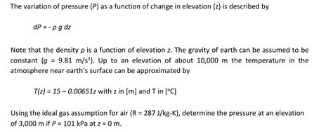 Solved The Variation Of ﻿pressure P As ﻿a Function Of