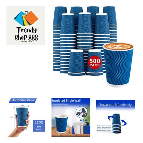 Count Oz Insulated Paper Coffee Cups Bulk Disposable Corrugated