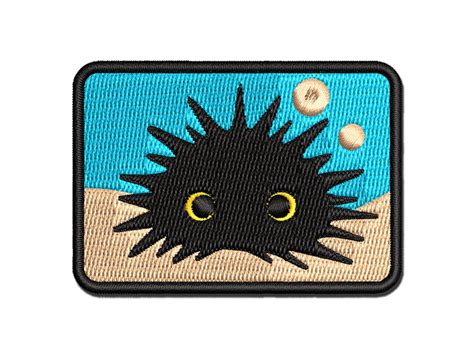 Cute Goofy Spikey Sea Urchin Multi Color Embroidered Iron On Or Hook And Loop Patch Applique