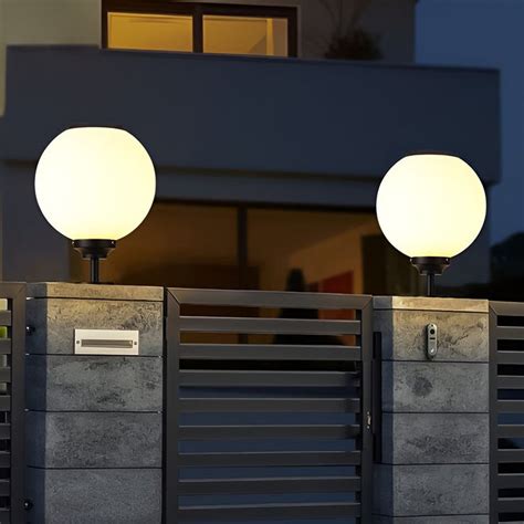 Ball Waterproof Three Step Dimming Led Solar Post Caps Lights Pillar