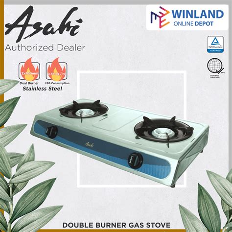 Asahi By Winland Stainless Steel Body Double Burner Gas Stove Gs