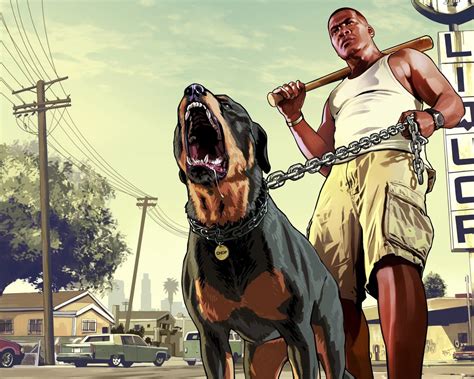 Gta 5 Franklin With Chop Rottweiler 8k In 1280x1024 Resolution Gta 5