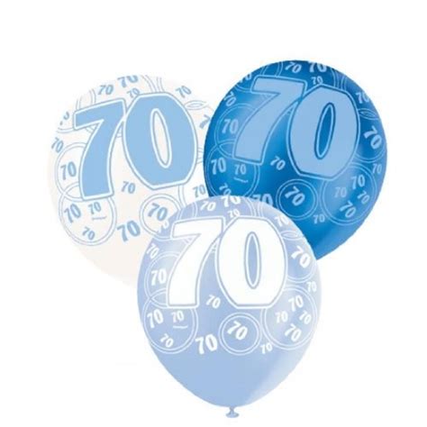 Blue Glitz 70th Birthday Age 70 Pack 6 Latex Party Balloons Balloons