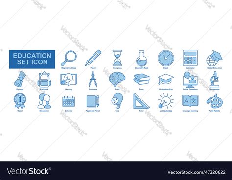 E-learning education elements flat set icon Vector Image