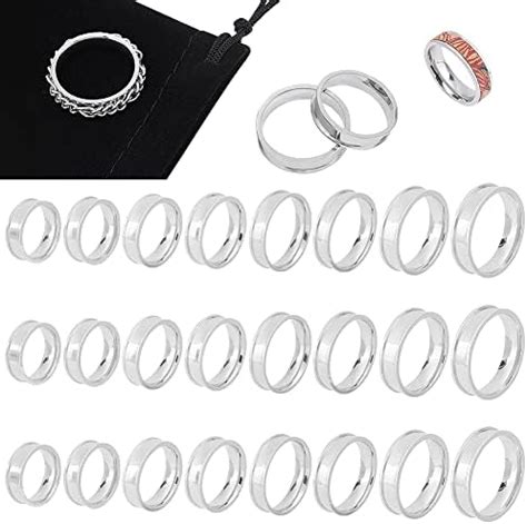 UNICRAFTALE 24pcs 6 Sizes Stainless Steel Core Finger Ring Settings