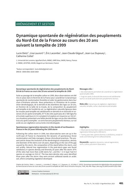 PDF Dynamique spontanée de régénération des peuplements du Nord Est