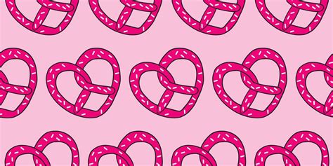 Beautiful Pattern Sweet Pink Heart Shaped Pretzels Cute Pretzel Bread