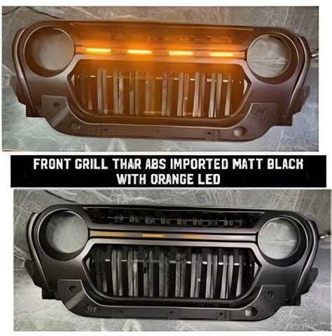 Front Grill With Led Without Mesh For Mahindra Thar Model Onwards