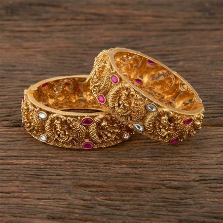 Buy Antique Temple Bangles With Matte Gold Plating Kanhai Jewels