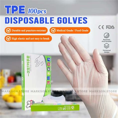 100PCS Disposable Gloves TPE Food Grade Gloves Kitchenware Cooking