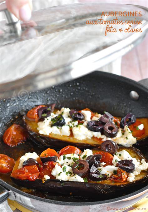 Aubergines aux tomates cerise feta olives Cuisson à la poêle