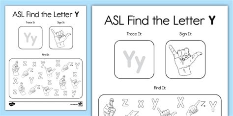 Asl Find The Letter Y Worksheet Teacher Made Twinkl