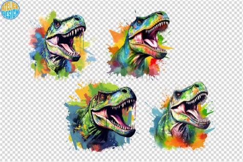 Watercolor Dinosaur Clipart PNG T Rex Graphic By Atelier Design