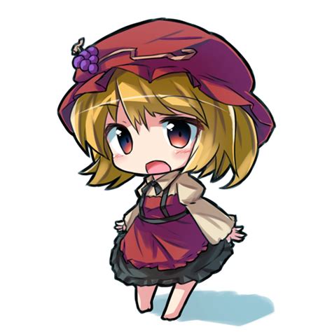 Safebooru 1girl O Aki Minoriko Apron Barefoot Blonde Hair Blush Chibi Dress Dress Shirt Food