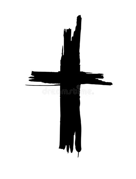 Hand Drawn Black Grunge Cross Icon Simple Christian Cross Sign Hand