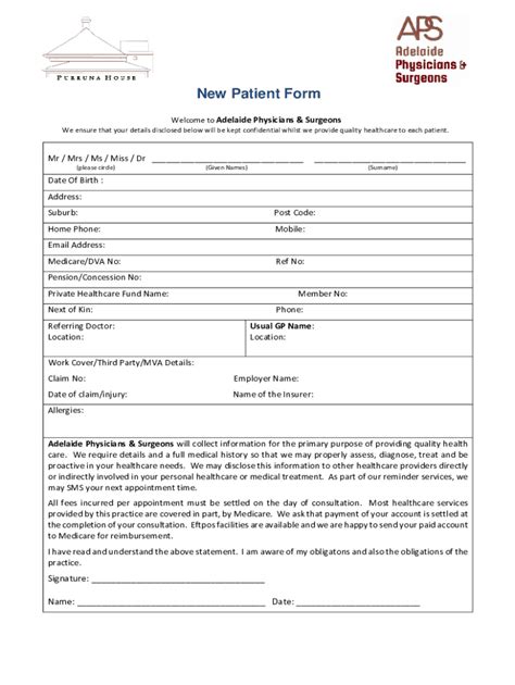 Fillable Online APS New Patient Form Docx Fax Email Print PdfFiller