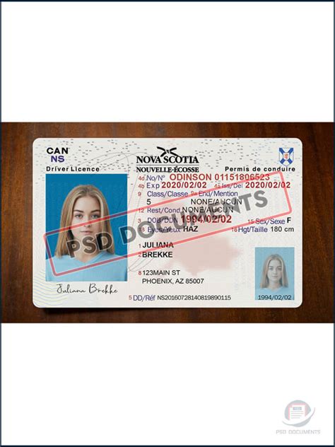 Nova Scotia Drivers License PSD Template PSD Documents