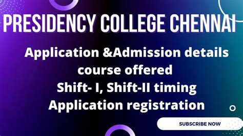 Presidency College Chennai Application Andadmission Details Youtube