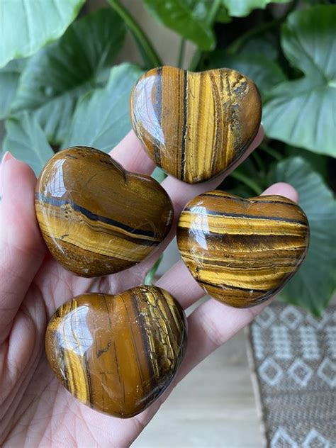 Tiger Eye Heart Puffy Crystal Heart Protection Stone Etsy