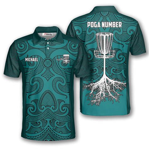 Maori Tribal Green Custom Disc Golf Polo Shirts For Men Primesty