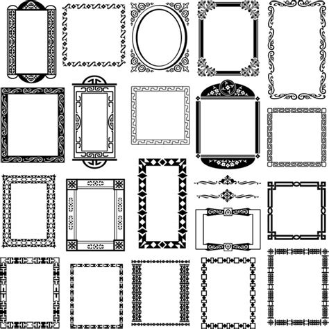 Decorative Border Templates Elegant Vintage Black White Symmetry