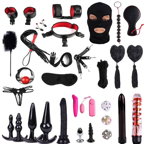 30 Pcs Sex Toys For Woman Adult Games Handcuffs Whip Mouth Gag Rope