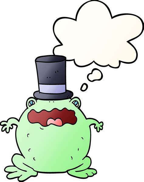 Cartoon Toad Wearing Top Hat And Thought Bubble In Smooth Gradient