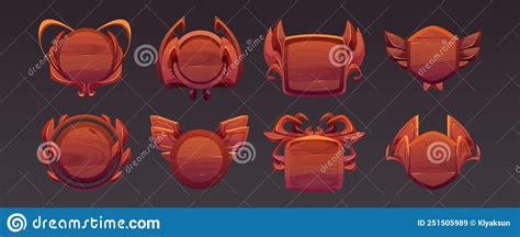 Game Level Or Avatar Frames Ui Icons Buttons Set Stock Illustration