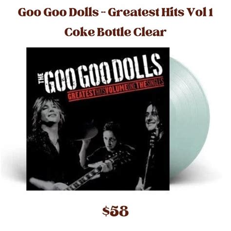 Goo Goo Dolls Greatest Hits Vol 1 Coke Bottle Clear Vinyl Hobbies