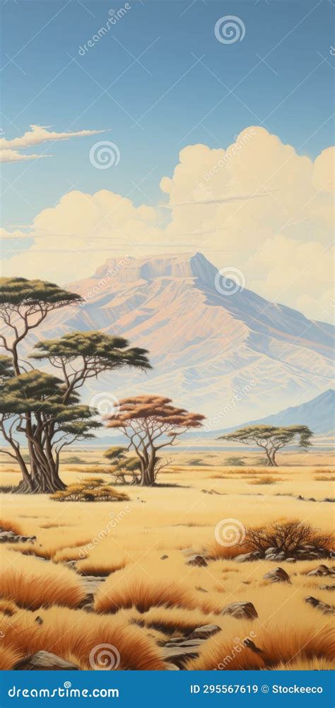 Savanna Serenity a Majestic Landscape Painting Stock Illustration ...