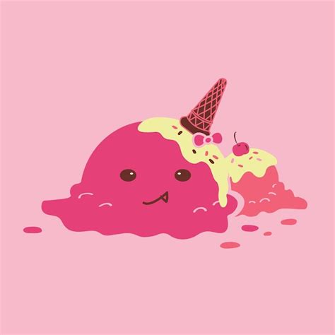 Premium Vector Cute Ice Cream Melted