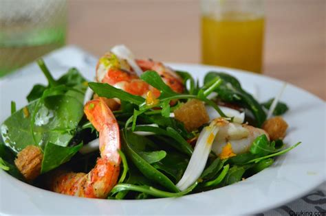 Ensalada de gambas con vinagreta de sésamo y cítricos Cuuking