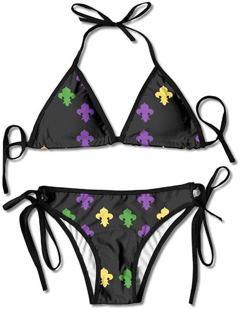 Rtyrtyrty Swimsuit Triangle Bikini Mardi Gras Fleur De Lis Summer Sexy Triangle Thong 2 Piece