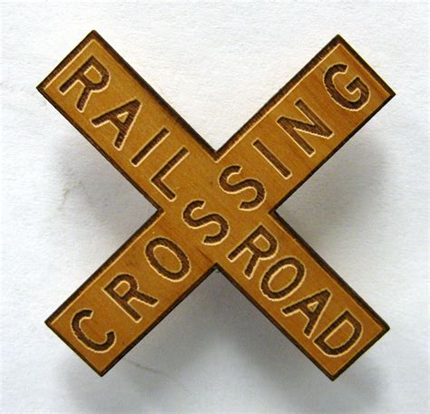 Railroad Crossing X Sign Wooden Fridge Magnet Small