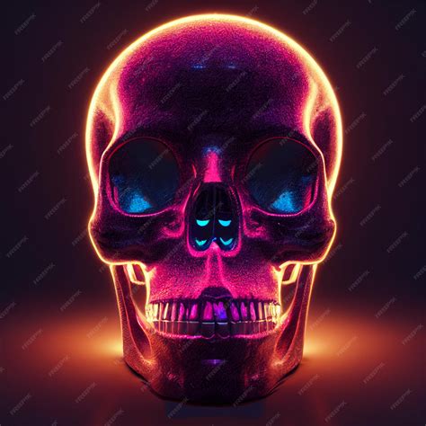 Premium Photo | Neon skull illustration