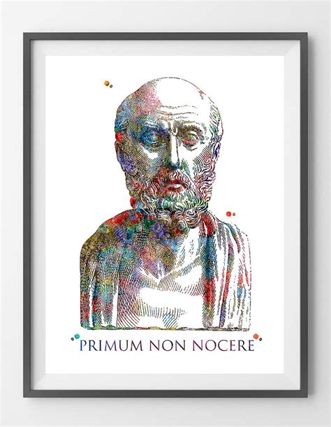 Hippocrates Quote Watercolor Print Primum Non Nocere Hippocratic Oath