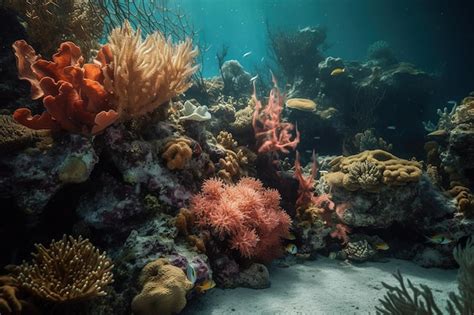 Um Recife De Coral Muitos Corais E Uma Alga Foto Premium