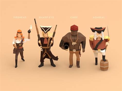 Low Poly Pirates By Alex Pushilin Via Behance Low Poly Character