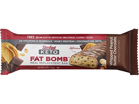 Slimfast Keto Meal Replacement Bar Whipped Peanut Butter Chocolate