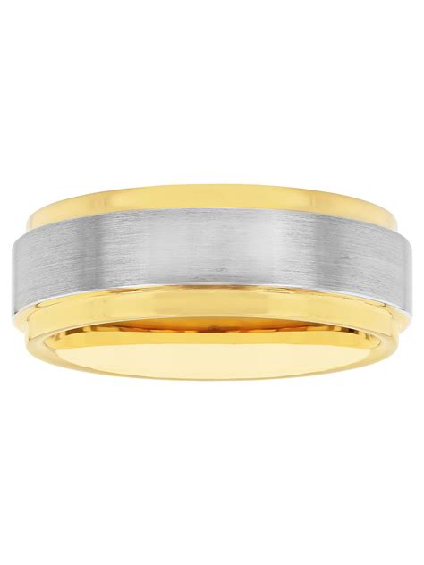 Mens Two Tone Tungsten Step Edge Satin Wedding Ring By Brilliance Fine