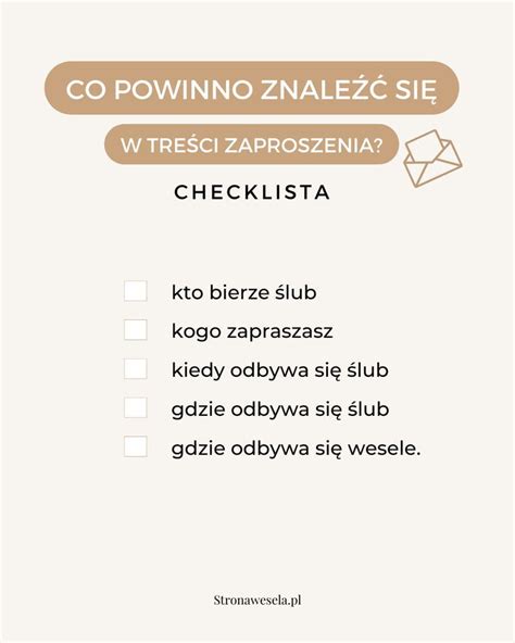 Co powinno znaleźć się w treści zaproszeń na ślub Na naszej liście