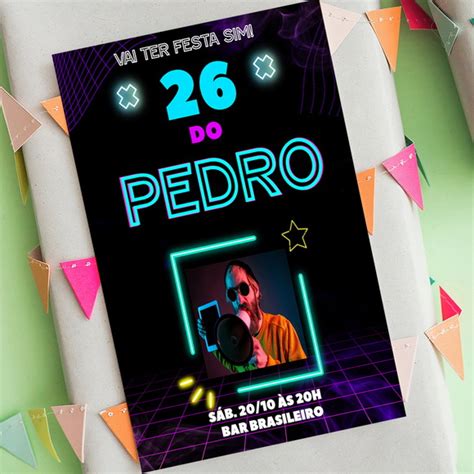 Convite Digital Vai Ter Festa Sim Neon Foto No Elo7 Decore Arte