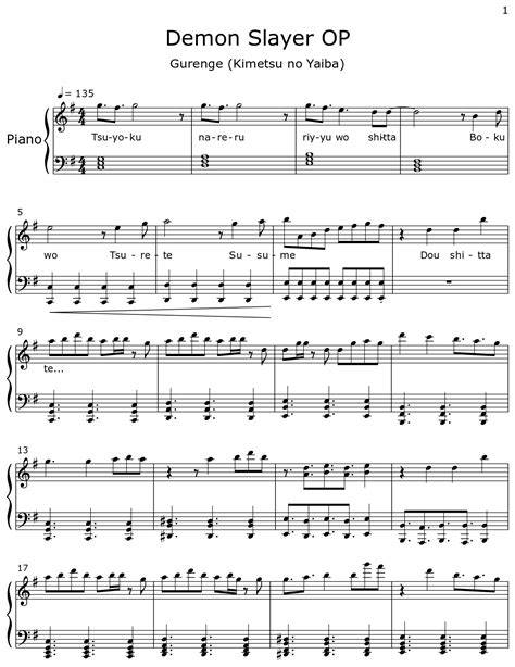 Demon Slayer OP - Sheet music for Piano