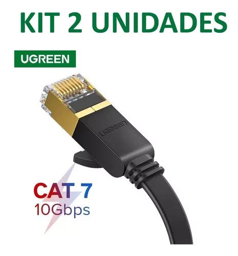 Kit Ugreen Cabo Rede Lan Ethernet Cat Flat Preto Cm