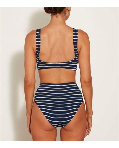 Hunza G Nadine Stripe Bikini In Blue Lyst UK