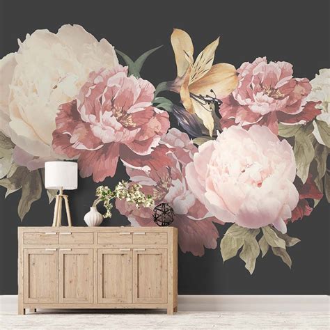 Ecowallpaper Peony Wallpaper Flower Mural Floral Wallpaper