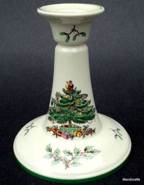 Spode Candlestick Christmas Tree Pattern Taper Candle Holder